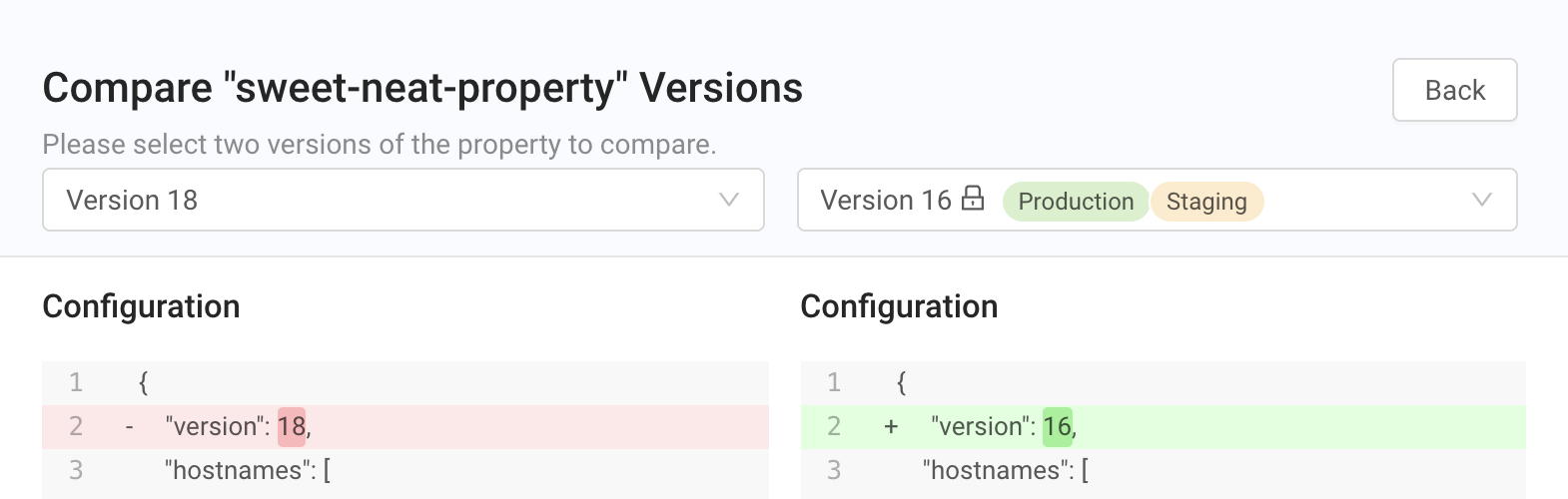 compare versions