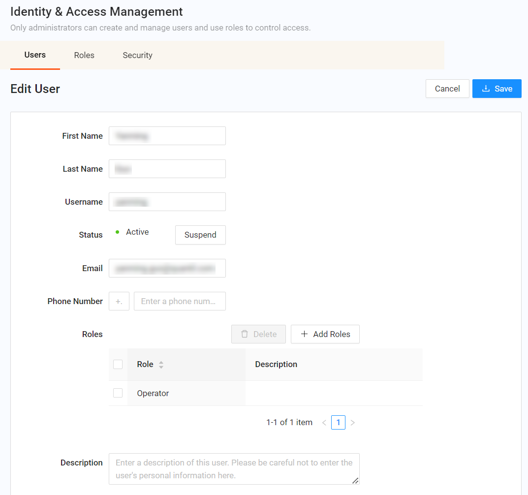 select identity management page